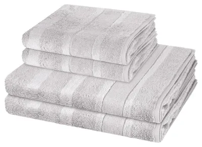 Produktbild von Cawö Noblesse 2 X Handtuch 2 X Duschtuch im Set Extraflauschige Veloursstreifen, Hochwertige Baumwollqualität, Pflegeleicht und trocknergeeignet 4er Set
