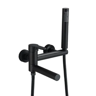 Produktbild von Badewannenarmatur, Messingkonstruktion, Wandmontage-Design, Schwarz