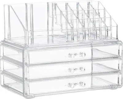 Produktbild von Avizar, Kosmetik-Organizer mit 3 stapelbaren Schubladen, Transparent