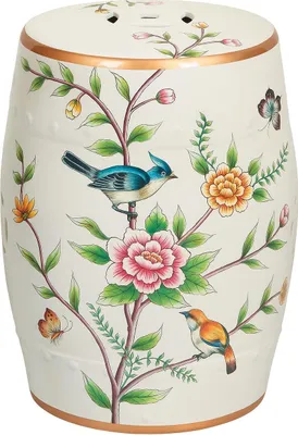 Immagine prodotto di Sgabello in ceramica Asianliving White Birds fatto a mano - Olenna D30xH45cm