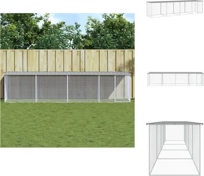 Produktbild von vidaXL Hühnerkäfig mit Dach Hellgrau 403x98x90 cm Verzinkter Stahl -  Lebensräume & Gehege für Kleintiere