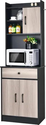 Produktbild von GOPLUS Küchenschrank, Freistehender Küchenvorratsschrank mit breiter Schublade, verstellbaren Regalen, 2 Türen, glatter Regalplatte, Lagerschrank