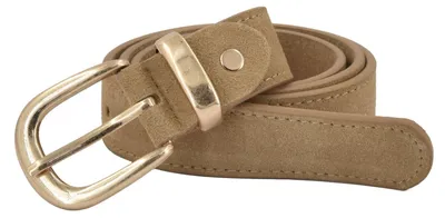 Obrázek produktu pro styleBREAKER Dámský opasek z pravé kůže 3 cm | měkká hovězí kůže s velurovým vzhledem | elegantní spona v antické zlaté barvě | vintage vzhled semiše pro džíny a šaty | lze zkrátit
