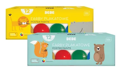 Zdjęcie produktu dla Farby plakatowe Interdruk 12 szt. x 20 ml