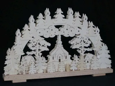 Produktbild von Schwibbogen mit Seiffener Kirche und Beleuchtung BxHxT 50x30x7cm NEU