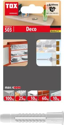 Zdjęcie produktu dla TOX Deco, Wtyczka ścienna, Beton, Szary, Niemcy, 8 mm, 49 mm