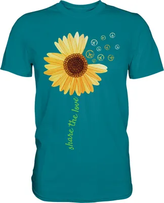 Produktbild von Peace Symbol Sonnenblumen T-Shirt Gärtner Geschenk – Diva Blue / L
