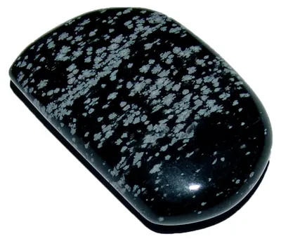 Produktbild von Schneeflockenobsidian Trommelstein flach, 1 Stück