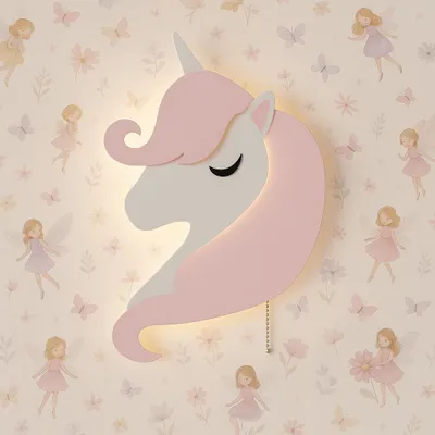 Image de Veilleuse LED licorne-poney - fixation murale pour chambre d'enfant