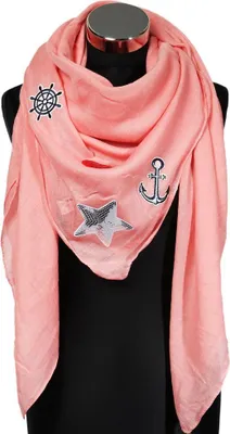Produktbild von XXL Halstuch Rosa Patches Glitzer Pailletten Herz Anker Stern mega Schal