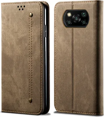 Immagine prodotto di Xiaomi Poco X3 Pro Case, Custodia a portafoglio in pelle con chiusura magnetica e supporto per Xiaomi Poco X3 Pro Khaki