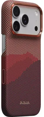 Produktbild von Aramid Handyhülle für iPhone 18 Pro / 17 Pro, PITAKA Ultra-Slim Case mit MagSafe, Rot und Rotwein