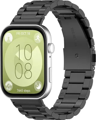 Produktbild von Strap-it Stahlgliederarmband – passend für Huawei Watch Fit 3 / Watch Fit 4 / Watch Fit 4 Pro / Watch Fit 4 / Watch Fit 4 Pro (schwarz)