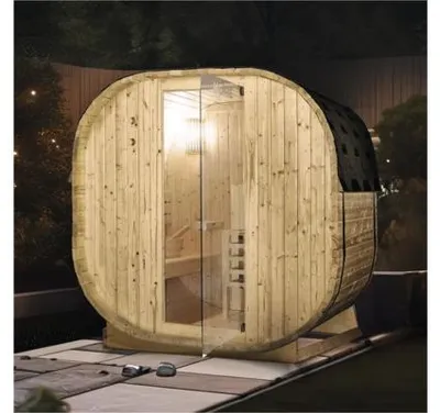 Obrázek produktu pro HOME DELUXE - Venkovní sauna CUBE L - Rozměry: cca 194 cm x 185 cm x 180 cm, dřevo: smrkové dřevo - včetně saunového topidla a příslušenství I Zahradní sauna, venkovní sauna, saunový sud pro 4 osoby