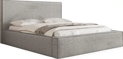 Obrázek produktu pro Čalouněná postel 180x200 s roštovým rámem - Šedá postel s vysokým čelem, bucle nebo sametová látka - Moderní manželská postel s úložným prostorem - Rám postele, bez matrace - Terra - šedá