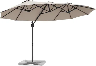 Image de vidaXL Parasol Taupe 372 x 198 x 243 cm Polyester et aluminium