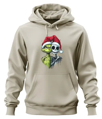 Produktbild von Grinch Jack Skellington Weihnachten Totenkopf gruselig Hoodie Kapuzenpullover, Natur, M