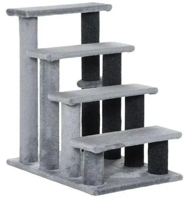 Image de Escalier pour chat avec griffoir et balle de jeu | Couleur : Gris | Dimensions : 40x60x64 cm