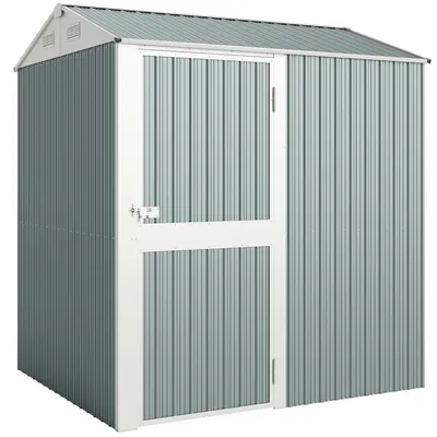 Immagine prodotto di Capanno da giardino in metallo, 3,5 m², con serratura | Colore: grigio chiaro | Dimensioni: 209x177x236 cm