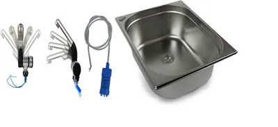 Image de Évier en acier inoxydable 325x265x150 mm Camping Évier lavabo + robinet pompe