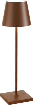 Image de Lampe LED Poldina Pro Corten rechargeable IP65 usage extérieur, dimmable avec autonomie jusqu'à 12 heures