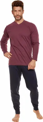 Produktbild von Moonline nightwear Herren Schlafanzug, M, Bordeaux/Navy