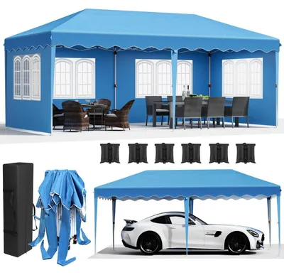 Obrázok produktu pre Sklápateľný pavilón 3x6 m so 4 bočnými panelmi, vodotesný, s UV ochranou 50+, farba: obloha