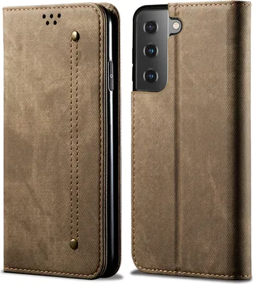 Produktbild von Galaxy S21 FE 5G Hülle, Leder Brieftasche Flip Bookstyle Schutzhülle mit Standfunktion für Samsung Galaxy S21 FE 5G Khaki