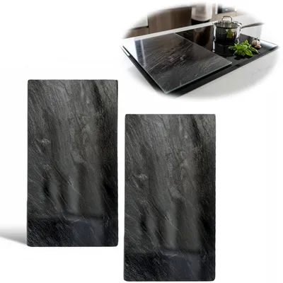 Produktbild von LS-LebenStil 2´er Set Glas Herdabdeckplatten Schiefer 52x30cm Glasschneidebrett Schneidebrett Kochfeld Herdabdeckung Abdeckung Glaskeramikkochfeld Induktion