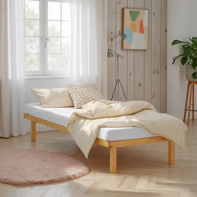 Produktbild von Homestyle4u Bett 90x200 cm Jugendbett Bettgestell Holzbett Gästebett