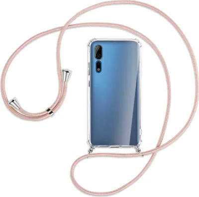 Produktbild von Handykette Backcover-Schutzhülle mit Band (Metall silberfarben) für ZTE Axon 10 Pro - roségold