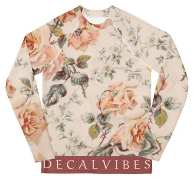 Produktbild von DECALVIBES Mädchen Rash Guard Compression Langarmshirt für Jugendliche Ultimate Oldschool Roses - 164
