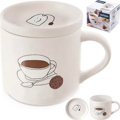 Immagine prodotto di Orion tazza di porcellana tazza di caffè tazza di tè tazza di caffè tazza di tè tazza di porcellana con coperchio in porcellana 420 ml