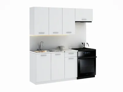 Produktbild von Küchenzeile Weiß Komplett Küchenblock Einbauküche Schrank Set verstellbare Füße