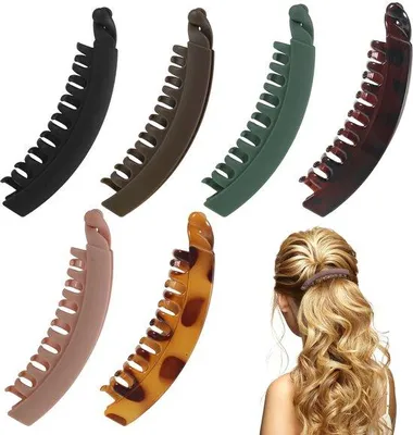 Produktbild von 6 Stück Bananen-Clip für dickes Haar, großes Bananen-Haar-Clip, Pferdeschwanz Haar-Clip, Vintage Haar-Clip, stabiler Bananen-Clip für Frauen