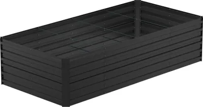 Obrázok produktu pre JOIEYOU 240x120x58cm kovový kvetináč na vyvýšené záhony, 1730L pozinkovaný oceľový záhradný záhon, obdĺžnikový záhon na stavbu, vonkajší kvetináč na zeleninu kvety ovocie bylinky (čierny)