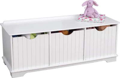 Produktbild von Spielzeug Aufbewahrungsbank - Spielzeugbank - Kinderbank mit Stauraum - Spielzeugbank für Kinder - Weiß