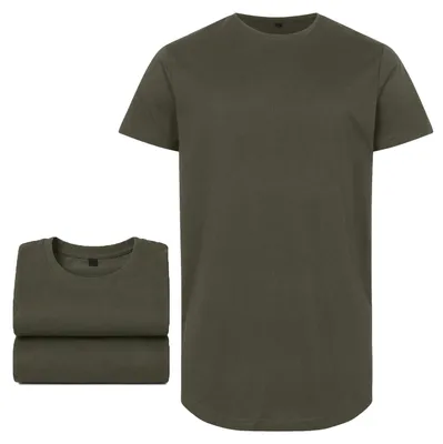 Produktbild von Mivaro Herren 3er Pack Longshirt Olivgrün Größe 4XL aus Baumwolle, extra langes T Shirt mit Rundhals, Regular Fit in Überlänge, Größen S bis 5XL
