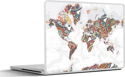 Produktbild von MuchoWow® Laptop Aufkleber Sticker Cover Weltkarte - Dekoration - Farbenfroh 30x21 cm - Sticker für Laptop - Selbstklebend