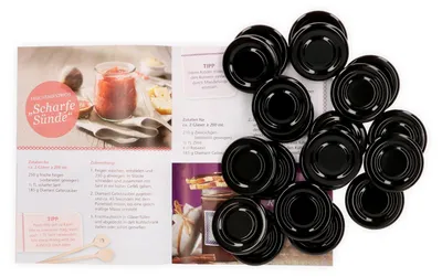 Produktbild von 20er Set Deckel TO 43, passend für 37 ml / 53 ml Gläser schwarz Schraubdeckel für Sturzgläser
