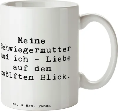 Produktbild von Mr. & Mrs. Panda Becher Spruch Schwiegermutter Liebe - Weiß - Geschenk, Familie, design tasse, schöne, Freude, Kaffeebecher, Beziehung, Handarbeit, Kaffeetasse, Teetasse