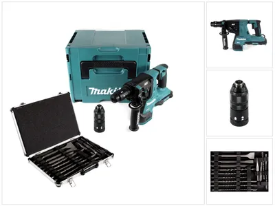 Produktbild von Makita DHR 281 ZJ Akku Bohrhammer 2x18V 2,8J brushless SDS plus + Makpac + 17-tlg. Bohrer und Meißel Set + Koffer - ohne Akku und Ladegerät