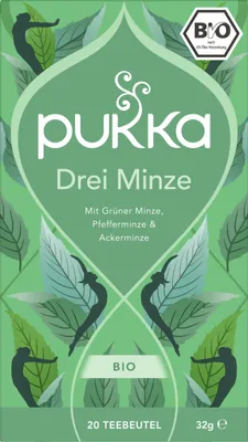 Obrázok produktu pre Pukka Three Mint, Bylinkový čaj, 32 g, Mentha arvensis, Pepermint, CE, 1 kusov, Fair for Life