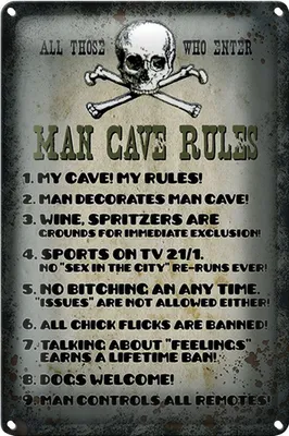 Produktbild von Blechschild Spruch 40x30cm Man cave rules wine spritzers