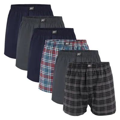Produktbild von MT Herren Web Boxershorts (6er Pack) American Boxer gewebt aus Baumwolle - Anthrazit-Dunkelblau XXL