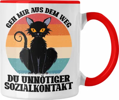 Produktbild von Trendation - Geh Mir Aus Dem Weg Du Unnötiger Sozialkontakt Geschenk Tasse Lustiger Spruch (Rot)