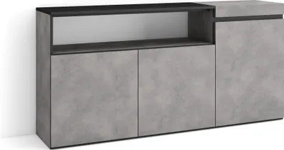 Immagine prodotto di COZY Credenza, Mobile, Cucina, 150x35x75cm, 3 Porte, grande stoccaggio, Cemento