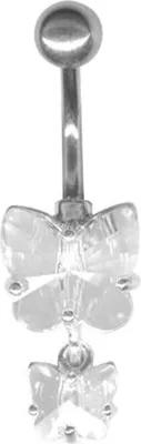 Produktbild von Karisma Bauchnabel Silber Piercing 2 Schmetterling Mit Kristall Elements - Weiss