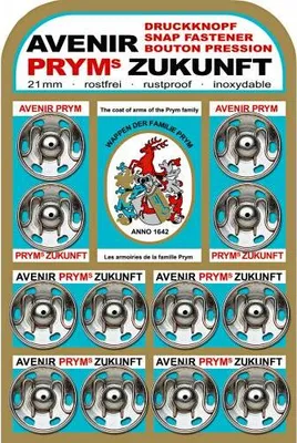 Produktbild von PRYM Annäh-Druckknöpfe, Messing, Ø 21 mm, silber – 12 Stück