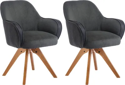 Obrázek produktu pro Jídelní židle Casa Dolce MONTANA, sada 2 kusů, 63x64,5x89 cm, čalouněná, zelená a černá, otočná o 180°, podnož z jasanového dřeva